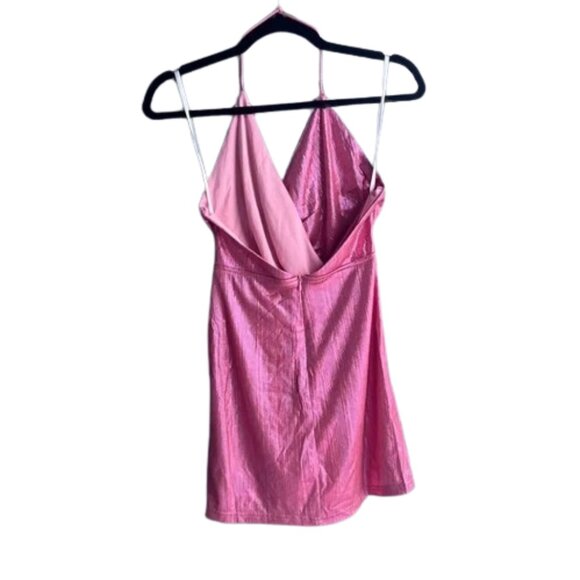 superdown Metallic Pink Missie Wrap Front Mini Dress - Picture 5 of 10